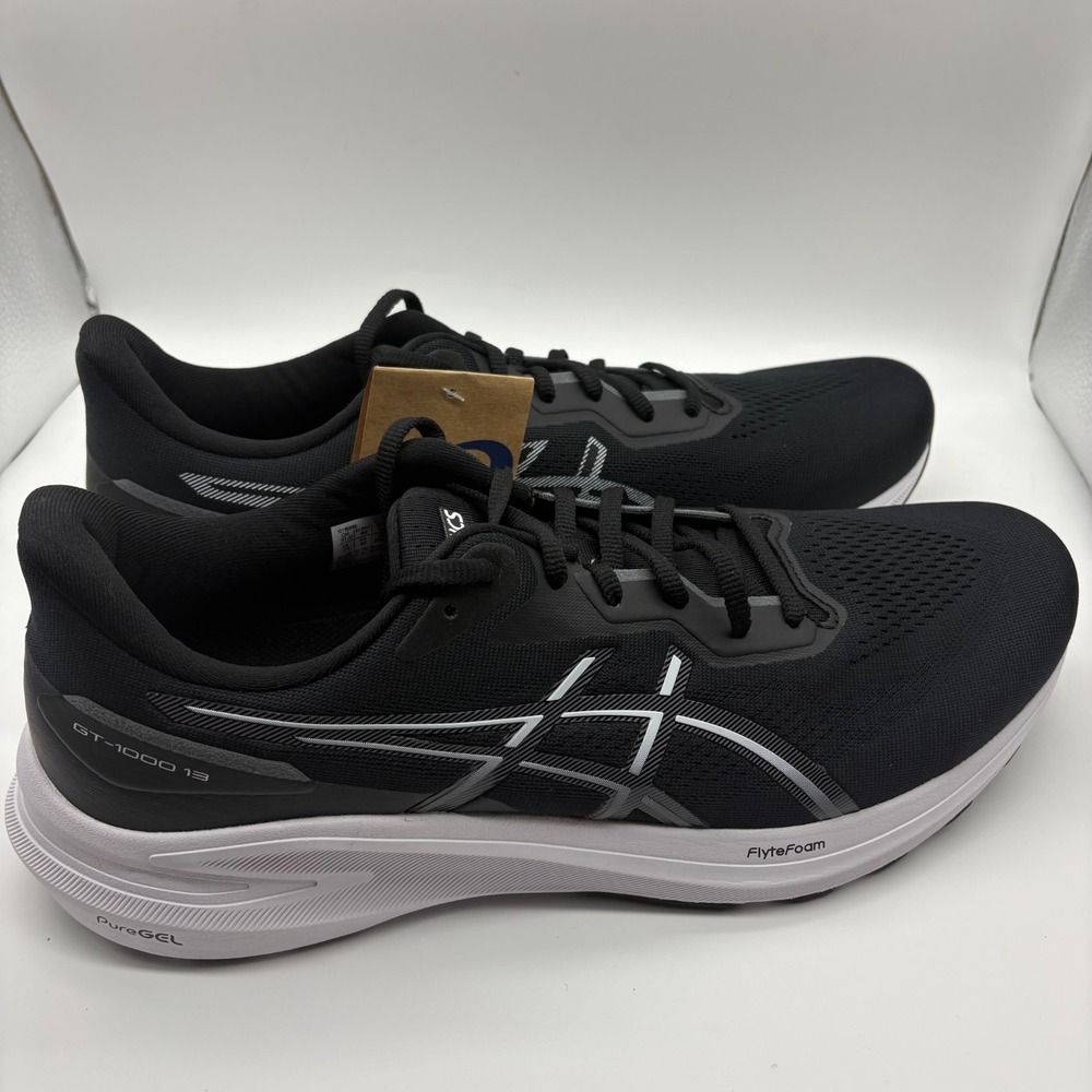 Asics GT-1000 13 1011B858 Mens US 14 Running Shoes Black White Athletic Sneakers